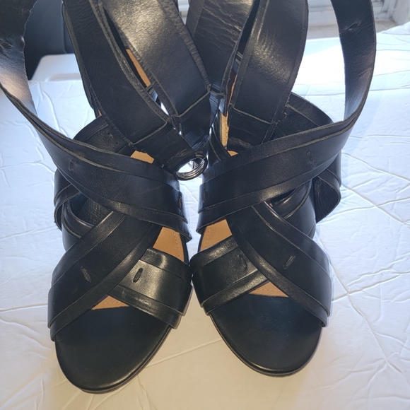 Isabel Marant Rosy Leather Sandals Strappy Sexy Heels Black Rare - Picture 3 of 12